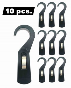 Cârlig plastic negru pentru haine sau accesorii - Set de 10 bucăți 