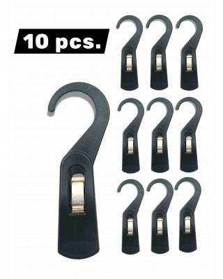 Cârlig plastic negru pentru haine sau accesorii - Set de 10 bucăți 