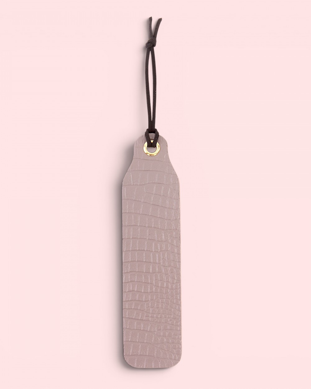 Semn de carte piele naturală model Crocco Gri