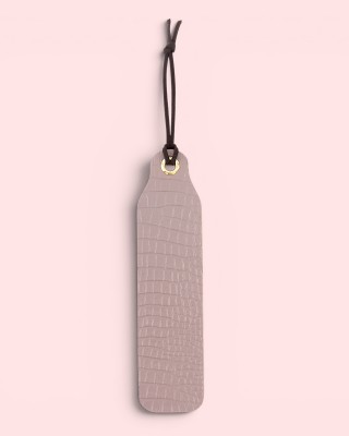 Semn de carte piele naturală model Crocco Gri