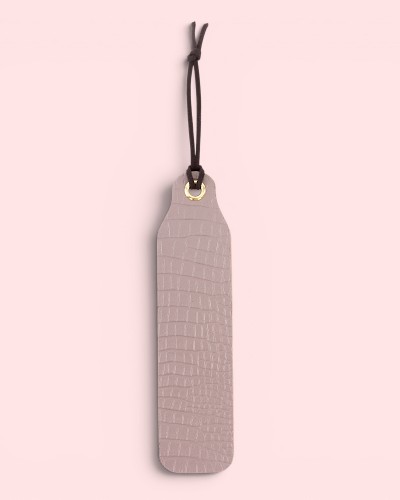 Semn de carte piele naturală model Crocco Gri