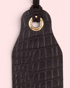 Semn de carte piele naturală model Crocco Negru
