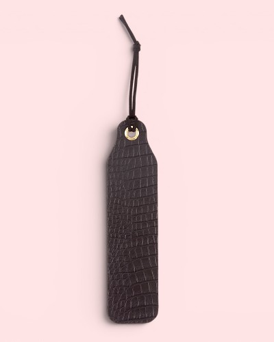 Semn de carte piele naturală model Crocco Negru