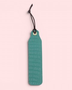 Semn de carte piele naturală Crocco Verde