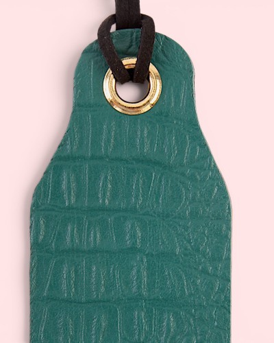 Semn de carte piele naturală Crocco Verde