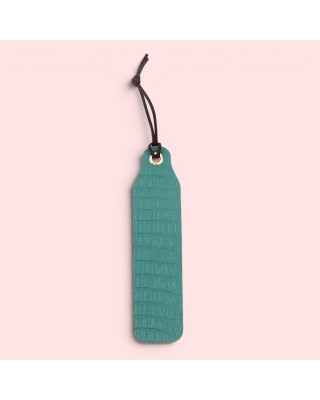 Semn de carte piele naturală Crocco Verde
