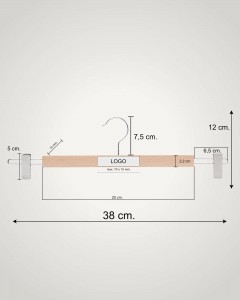 Umeraș lemn pentru fuste sau pantaloni, cu clipsuri metalice ajustabile Umeraș lemn pentru fuste sau pantaloni, cu clipsuri metalice ajustabile