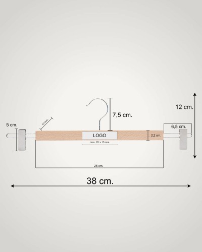Umeraș lemn pentru fuste sau pantaloni, cu clipsuri metalice ajustabile