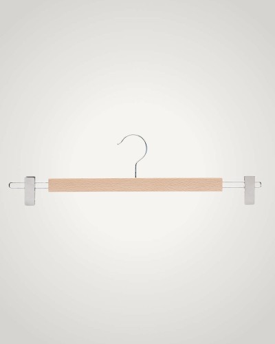 Umeraș lemn pentru fuste sau pantaloni, cu clipsuri metalice ajustabile