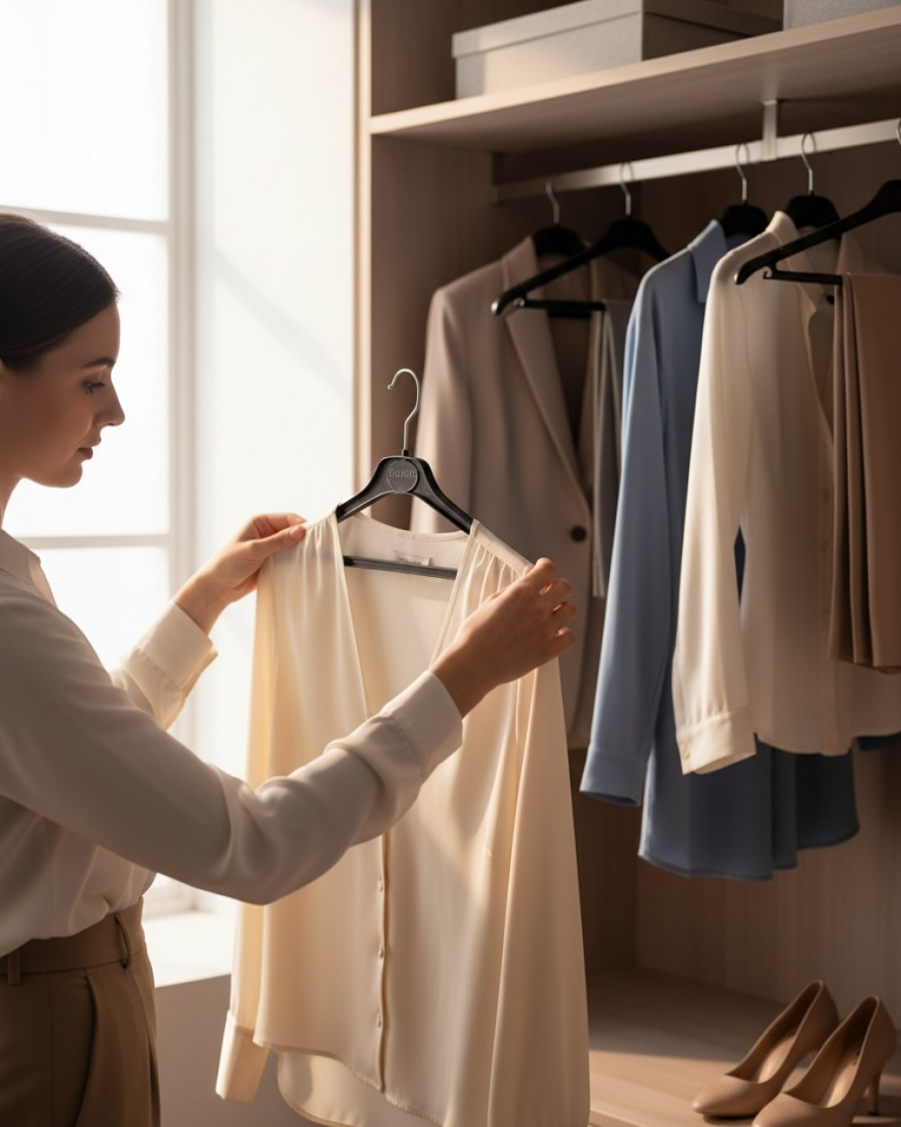 Set 10 umerașe cu bara mărimea 42cm culoare negru