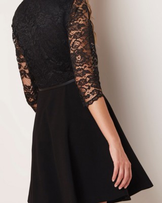 Rochie LIU JO dama, neagra cu dantela si centura