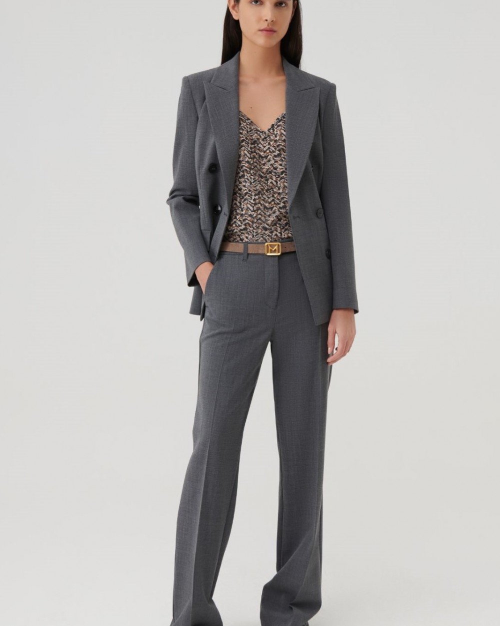 Pantaloni Marella Compozitie Lana Evazati Gri Pantaloni Marella Compozitie Lana Evazati Gri