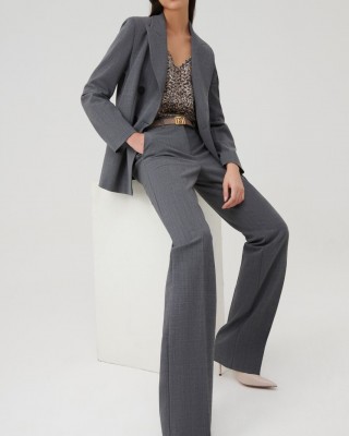 Pantaloni Marella Compozitie Lana Evazati Gri