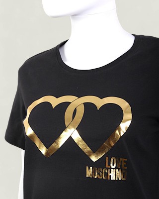Tricou LOVE MOSCHINO dama culoare Negru si Print Auriu W4H1922E1951