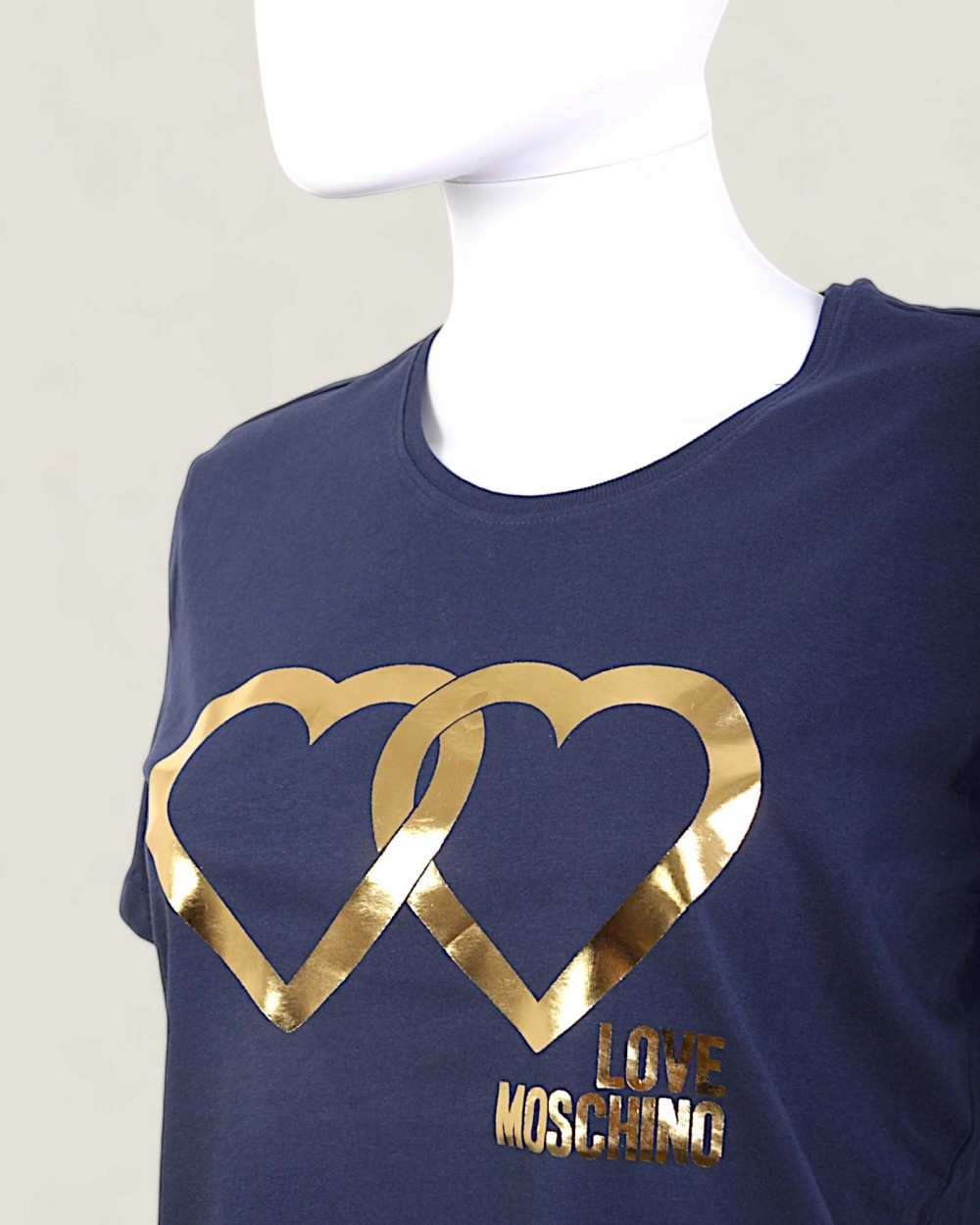 Tricou LOVE MOSCHINO dama culoare Bleumarin si Print Auriu W4H1922E1951
