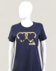 Tricou LOVE MOSCHINO dama culoare Bleumarin si Print Auriu W4H1922E1951