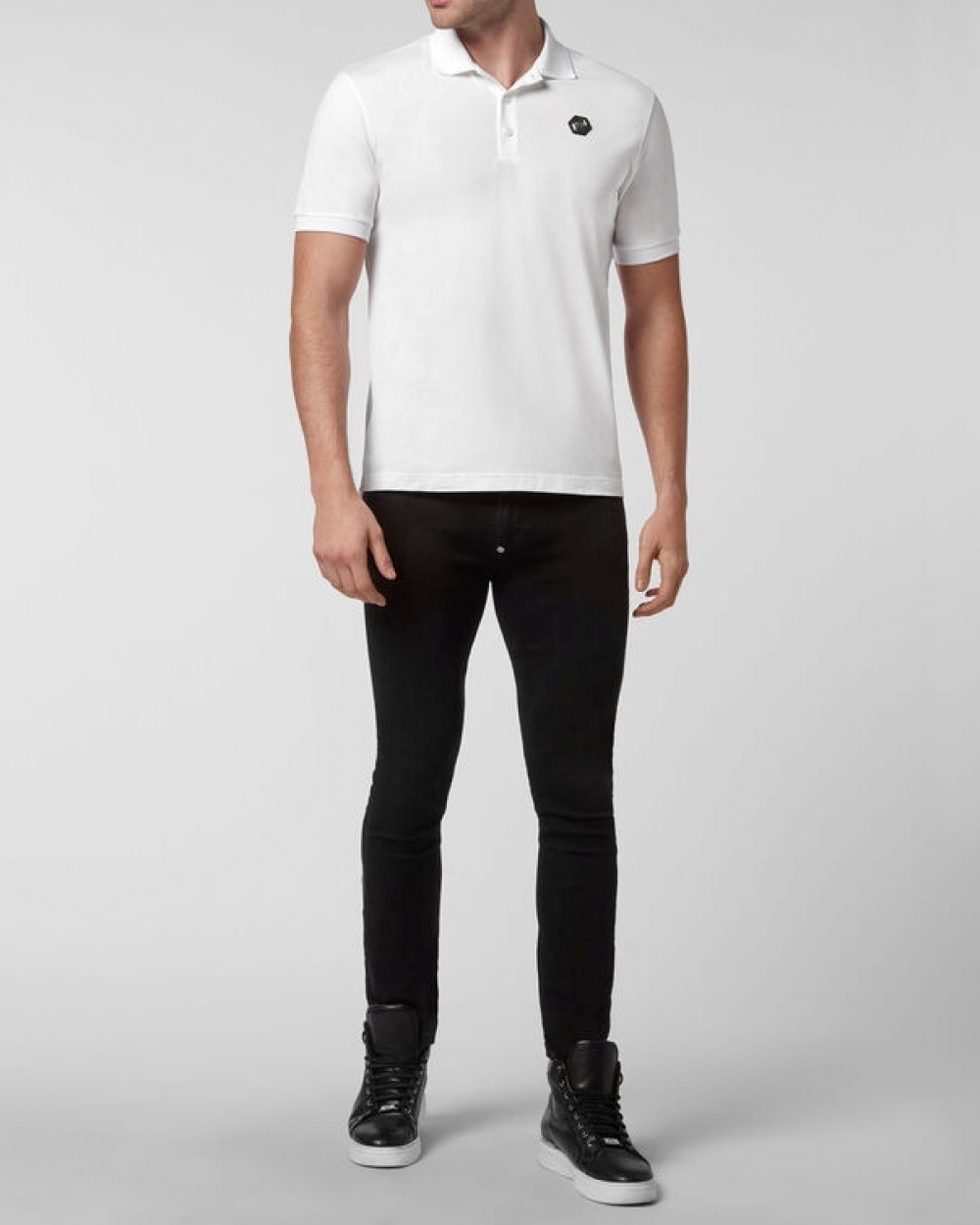 Tricou Philipp Plein Polo Barbati Alb Bumbac FABC MTK5598 PJ002N Tricou Philipp Plein Polo Barbati Alb Bumbac FABC MTK5598 PJ002N