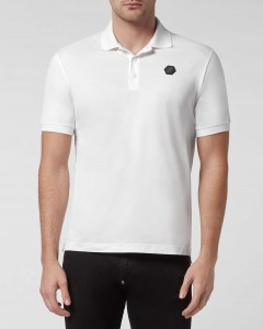 Tricou Philipp Plein Polo Barbati Alb Bumbac FABC MTK5598 PJ002N