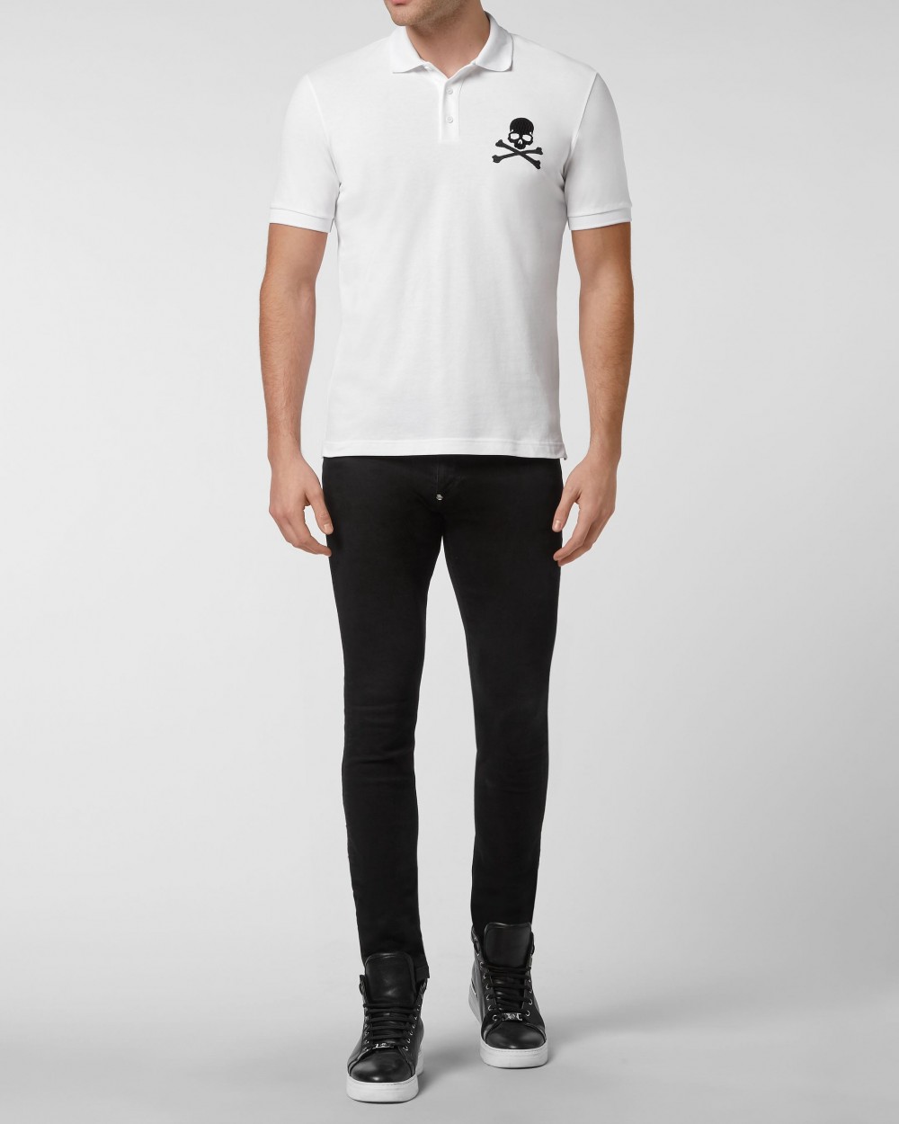 Tricou Philipp Plein Polo Barbati Alb Bumbac FABC MTK5599 PTE003N Tricou Philipp Plein Polo Barbati Alb Bumbac FABC MTK5599 PTE003N