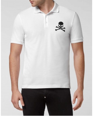 Tricou Philipp Plein Polo Barbati Alb Bumbac FABC MTK5599 PTE003N