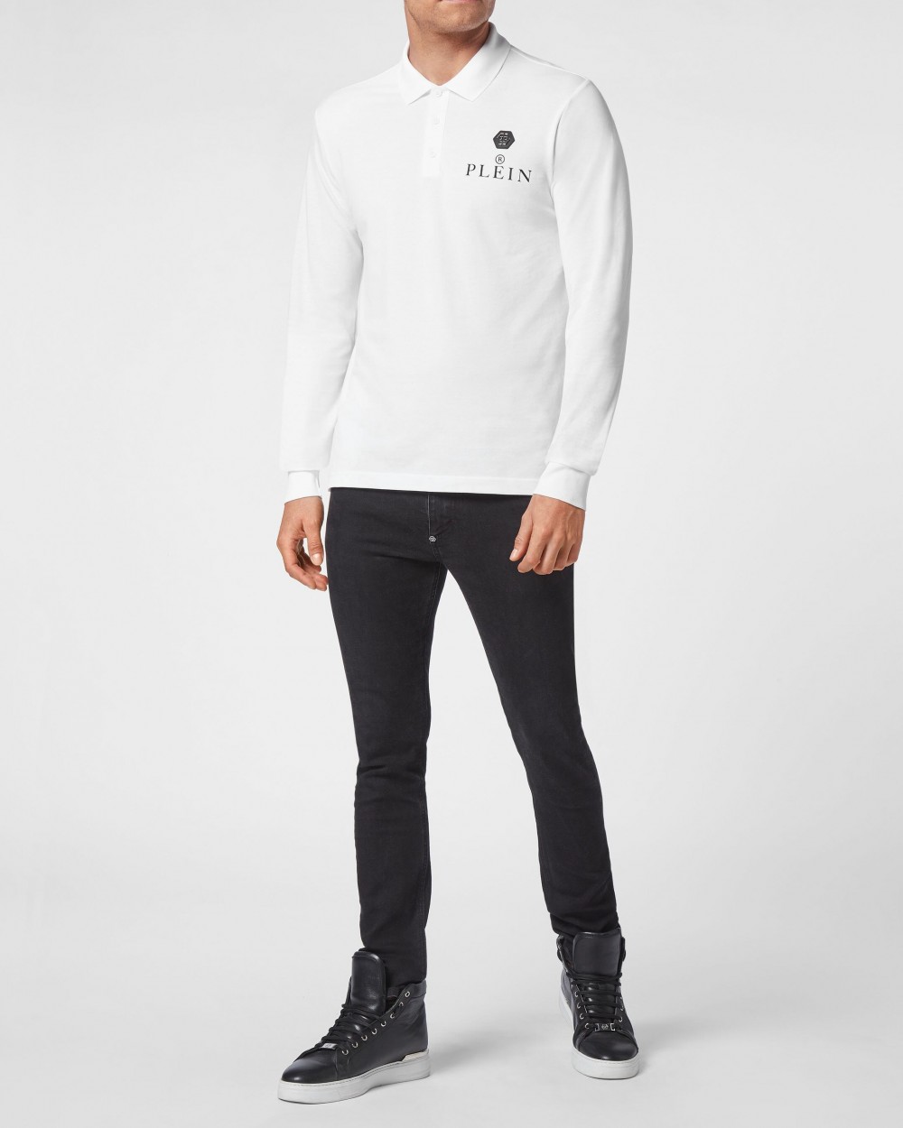 Maleta Philipp Plein Polo Barbati Alb Bumbac FABC MTK5699 PTE003N