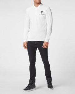 Maleta Philipp Plein Polo Barbati Alb Bumbac FABC MTK5699 PTE003N