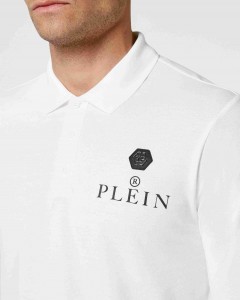Maleta Philipp Plein Polo Barbati Alb Bumbac FABC MTK5699 PTE003N
