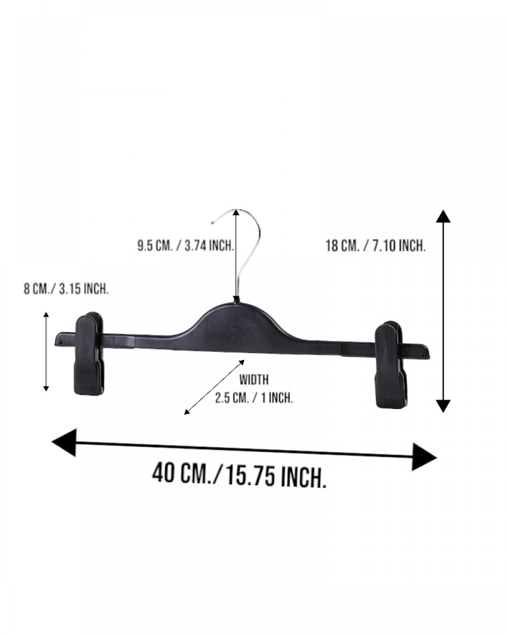 Set 10 umerașe mărimea 40cm cu clips culoare negru Set 10 umerașe mărimea 40cm cu clips culoare negru