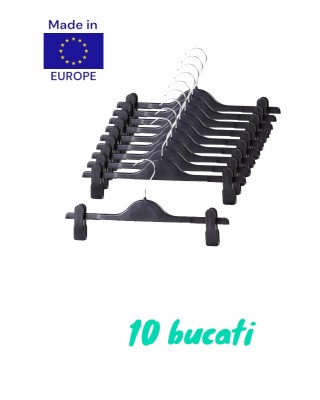 Set 10 umerașe marimea 36cm  cu clips culoare negru