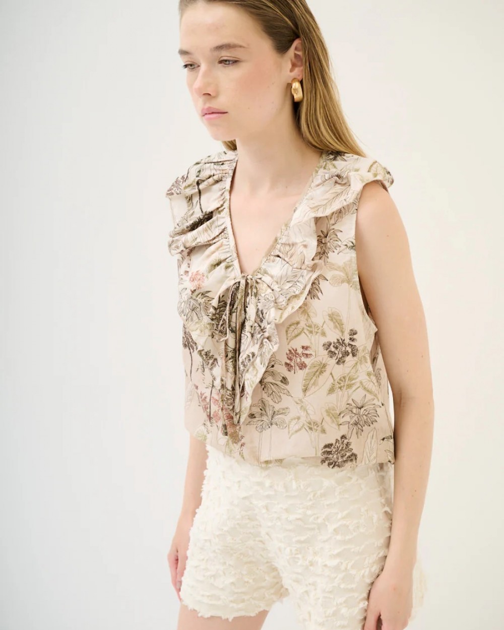 Bluza FANTASIA cu imprimeu si volane