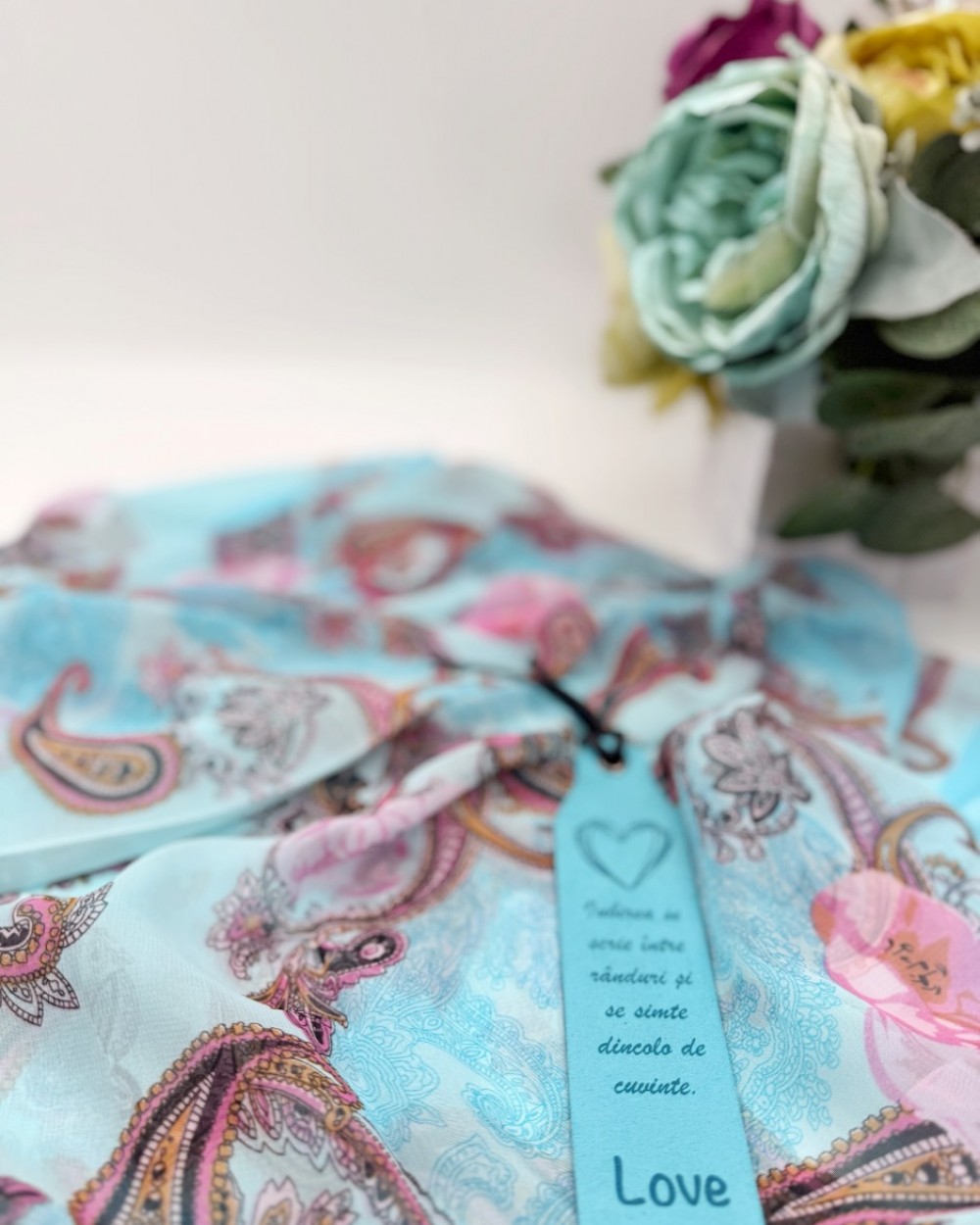 Set esarfa Pure Ciel: esarfa si semn de carte piele