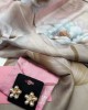 Set esarfa Soft Blossom & Pearls: esarfa matase, butoni camasa perle