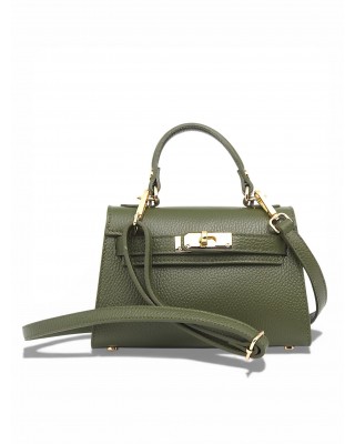 Geanta piele naturala dama verde Made in Italy
