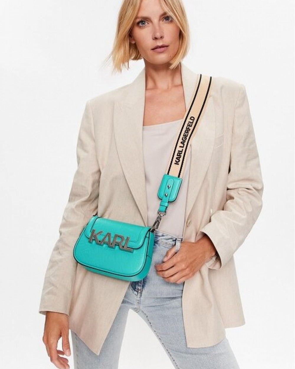 Geanta Karl Lagerfeld Crossbody Turcoaz Geanta Karl Lagerfeld Crossbody Turcoaz