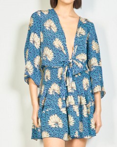 Set top si fusta floral dark blue