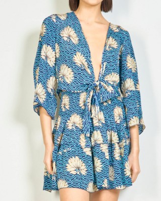 Set top si fusta floral dark blue