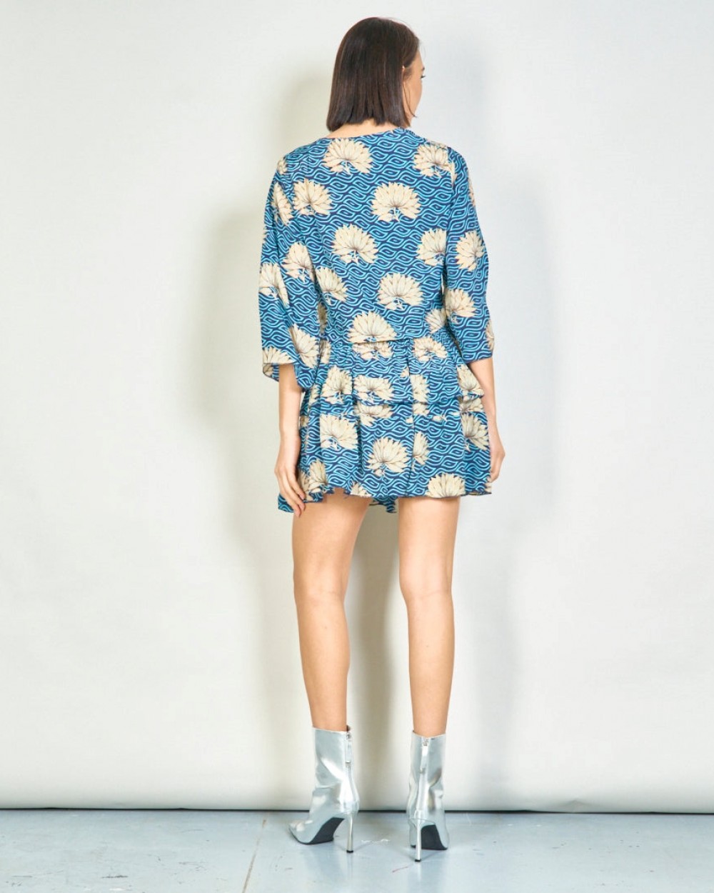 Set top si fusta floral dark blue