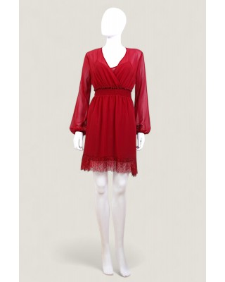 Rochie LIU JO dama, scurta, culoarea bordeaux cu jupa W69049T0110