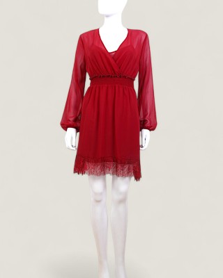 Rochie LIU JO dama, scurta, culoarea bordeaux cu jupa W69049T0110