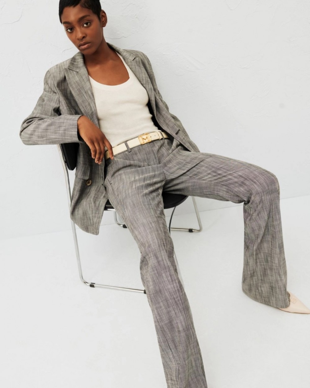 Pantaloni Marella Evazati Gri Pantaloni Marella Evazati Gri