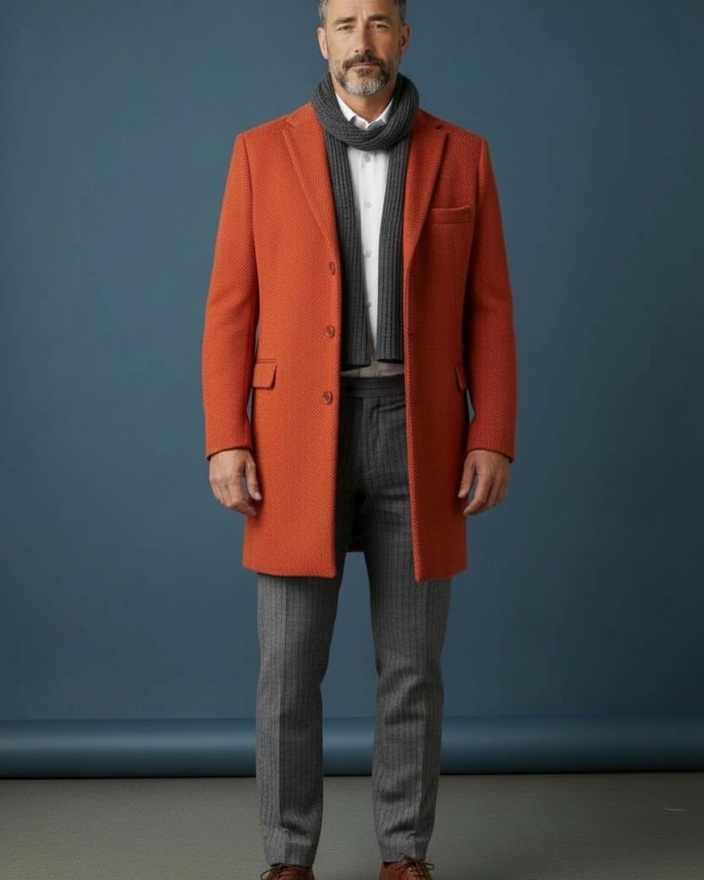 Palton barbati lana caramiziu