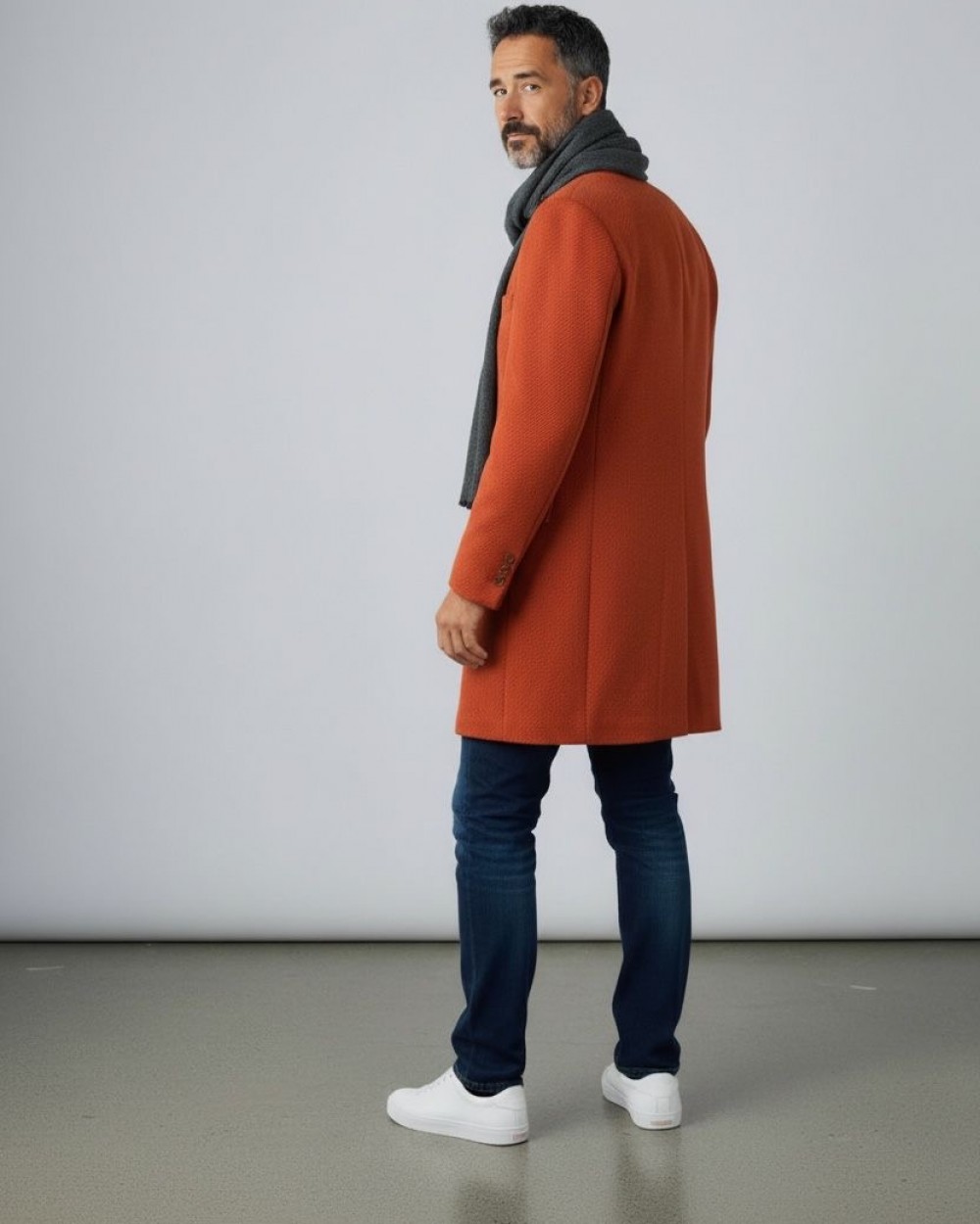 Palton barbati lana caramiziu
