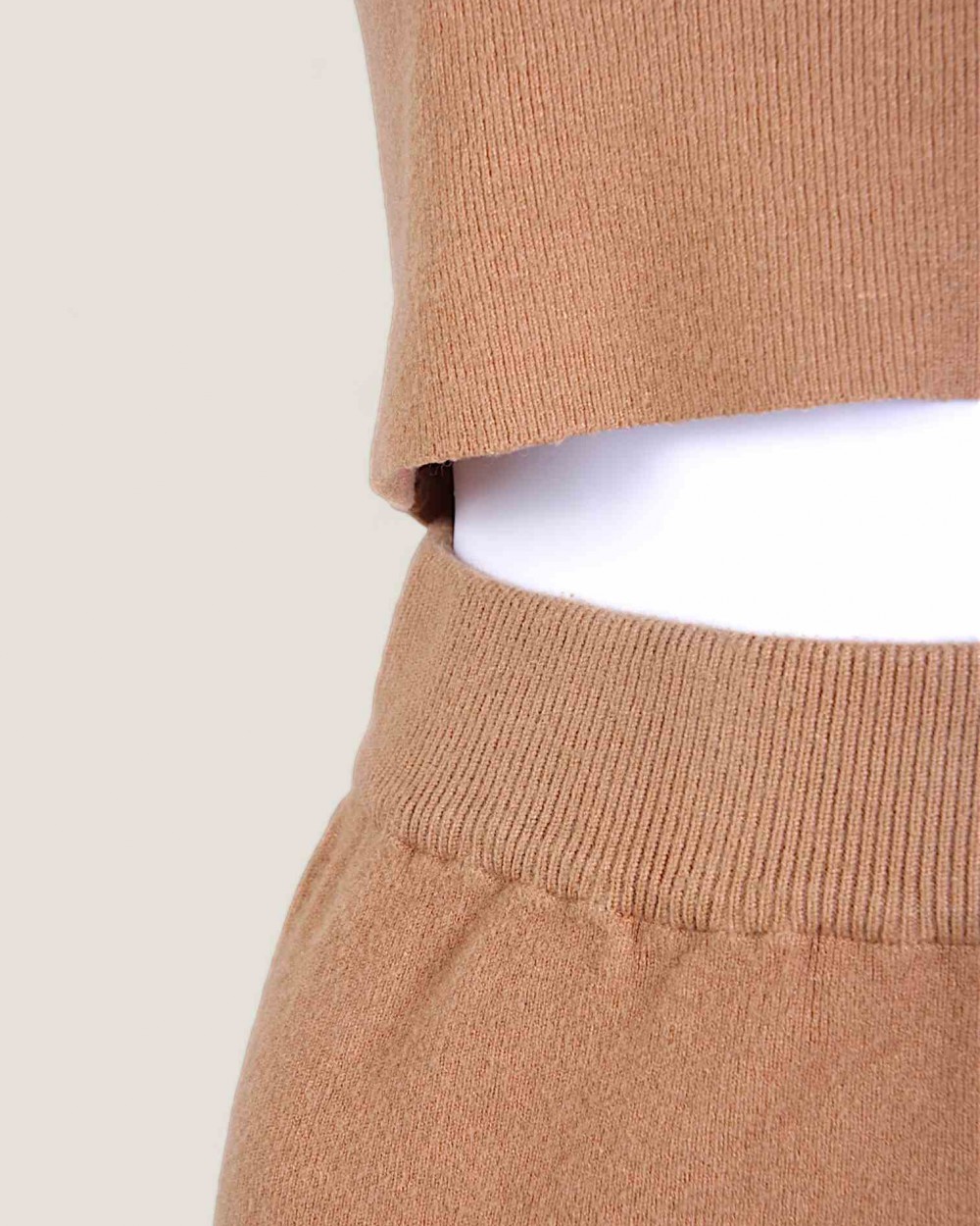 Compleu Tricot Top si Fusta Bej Dama