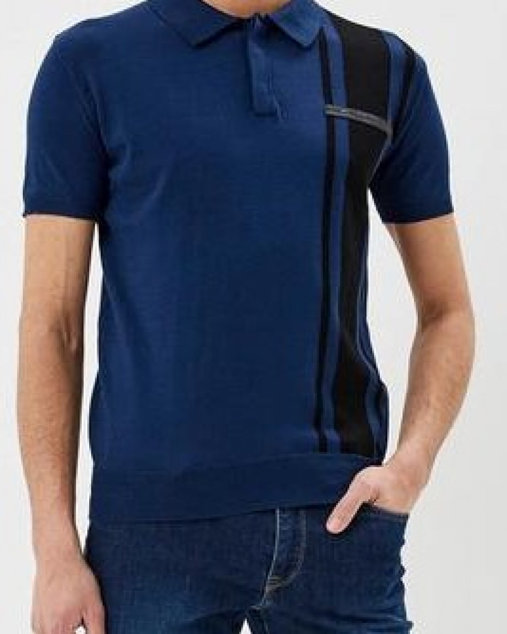 Tricou Trussardi Barbati Albastru Tricot Polo Bumbac
