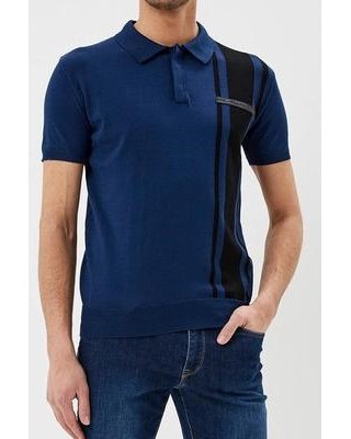 Tricou Trussardi Barbati Albastru Tricot Polo Bumbac
