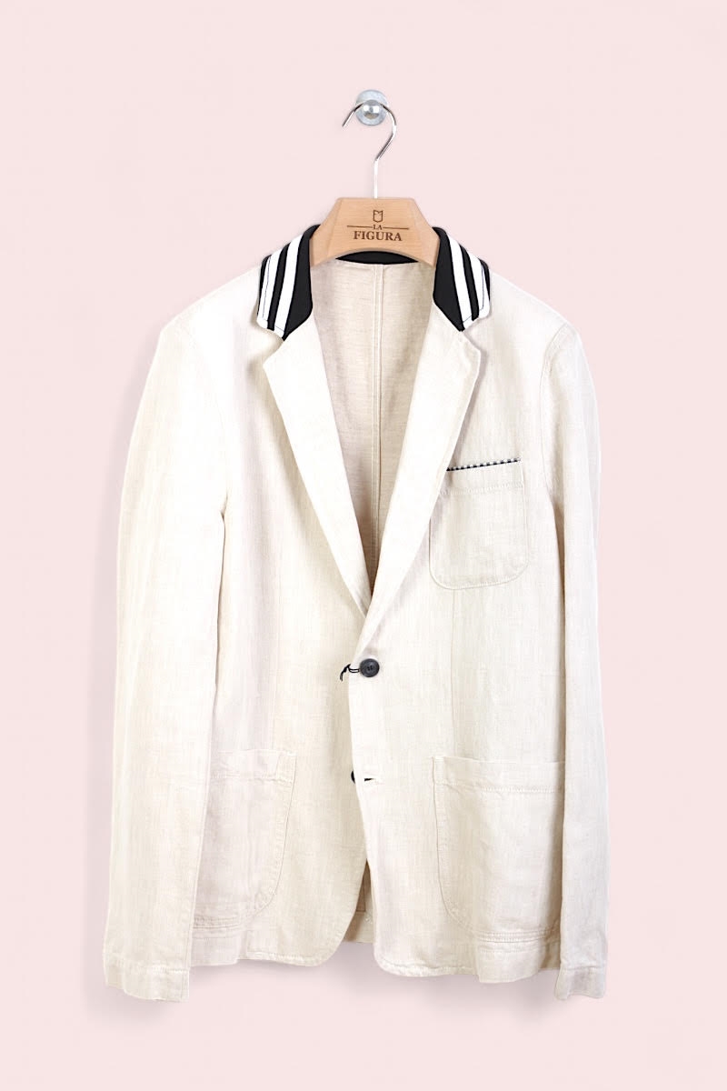 Sacou Casual Barbati Trussardi In si Bumbac Cream Sacou Casual Barbati Trussardi In si Bumbac Cream