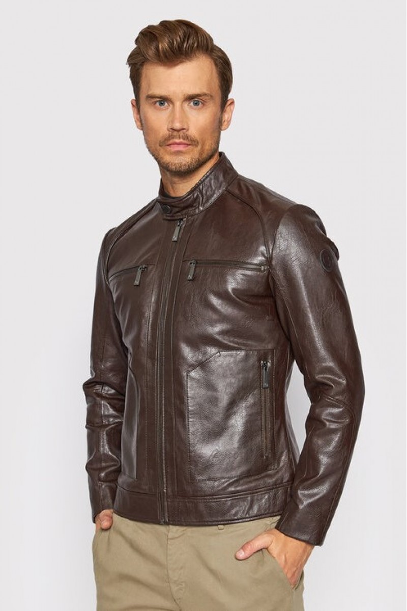 Geaca Imitatie de Piele Biker Barbati Trussardi Geaca Imitatie de Piele Biker Barbati Trussardi