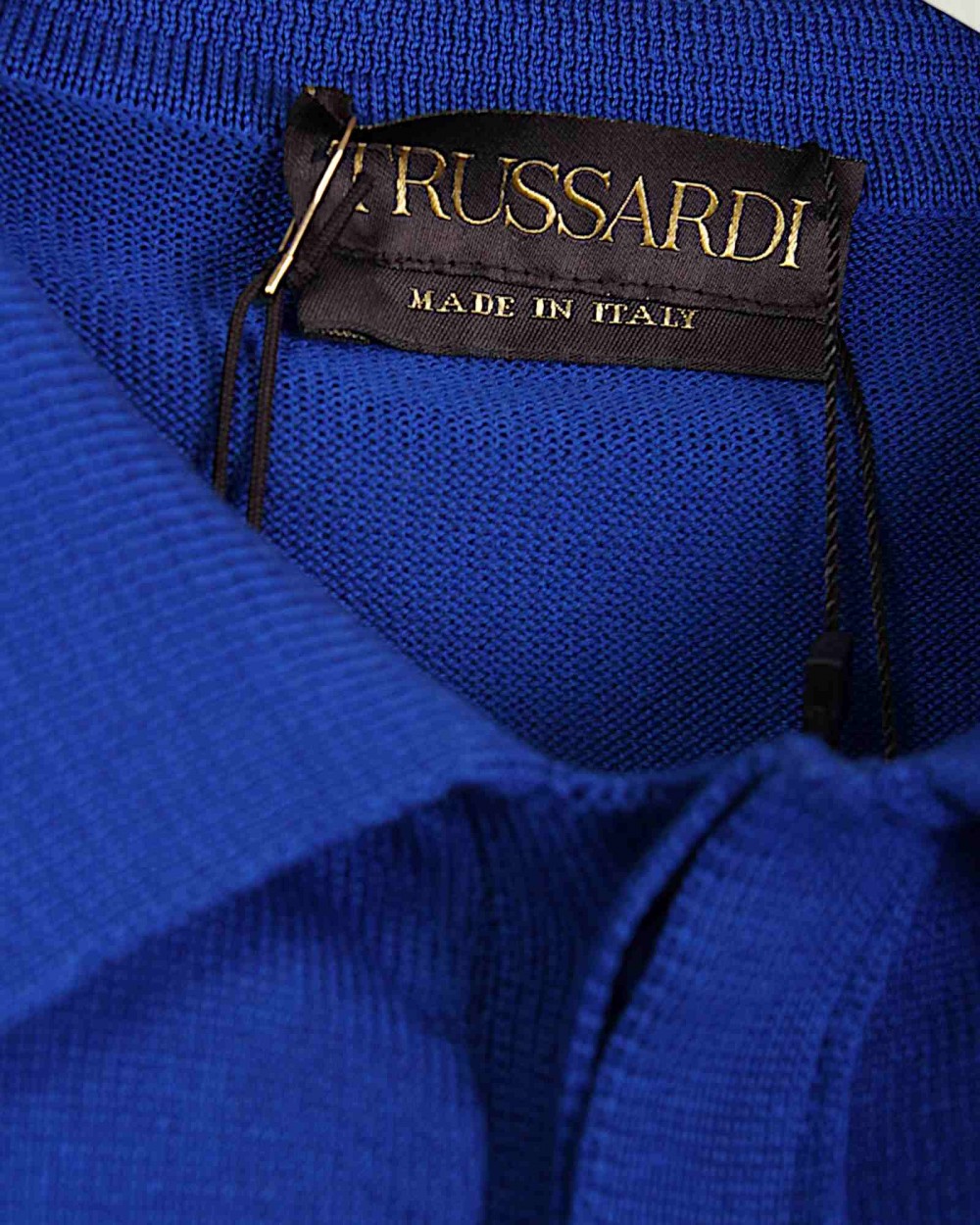 Tricou Trussardi Barbati Albastru Tricot Polo Bumbac